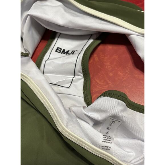 BMJL Two Piece Women’s Bathing Suit Olive Green & Cream Trim Size L B Cup NWT - Picture 7 of 7